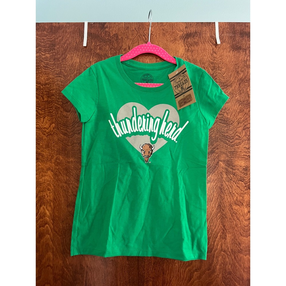 NEW Rivalry Threads Shirt Kids Small 6/7 Green Marshall Thundering Herd Graphic